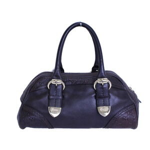 Gucci Brown Black Boston Leather Handbag Dark ssima Bag